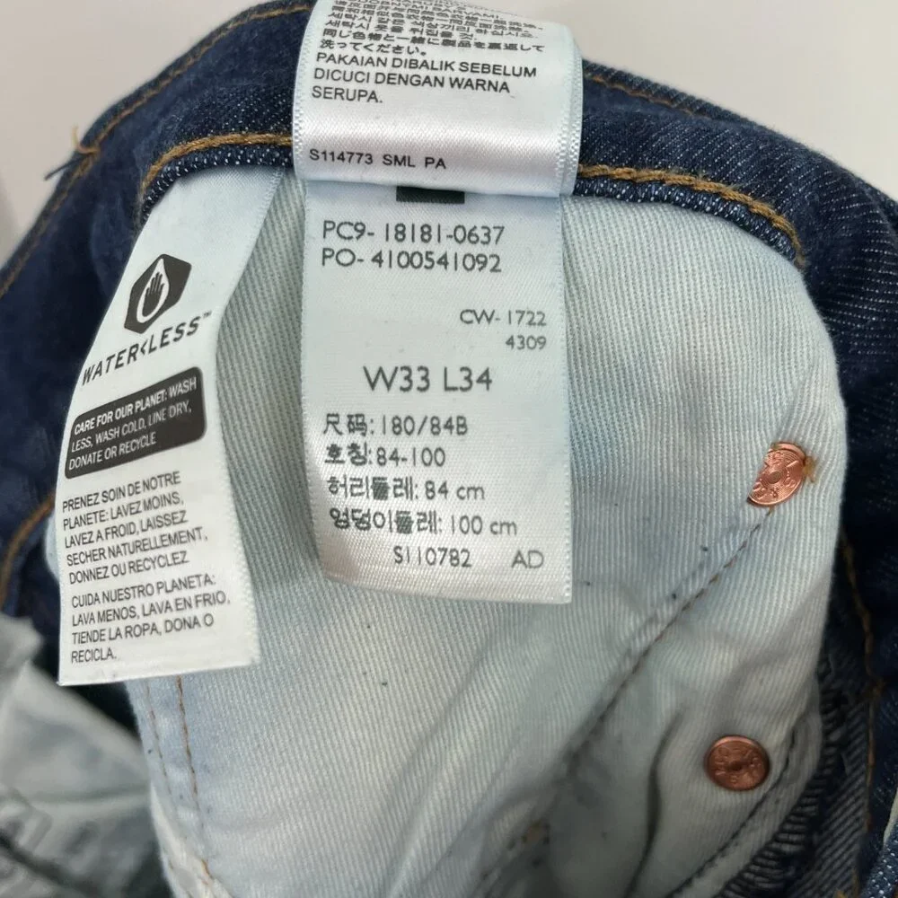 Levi's Size 33 Blue Straight Leg 501 Jeans